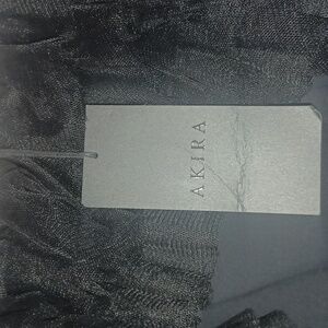 AKIRA Black "AWARD WINNER" Bardot Layers Mesh Ruffles Bodysuit M.